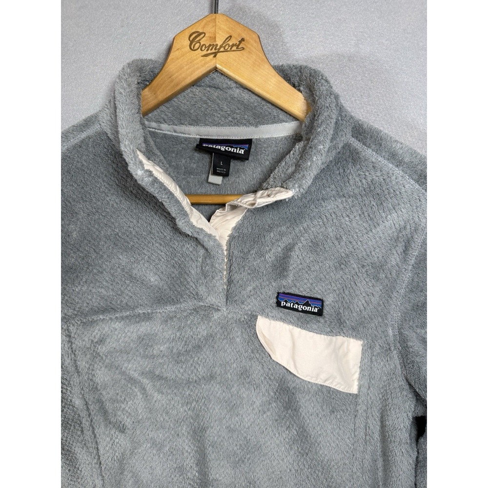 Patagonia Re-Tool Snap-T Fleece Pullover Jacket Women's L Gray Pink Block 25443